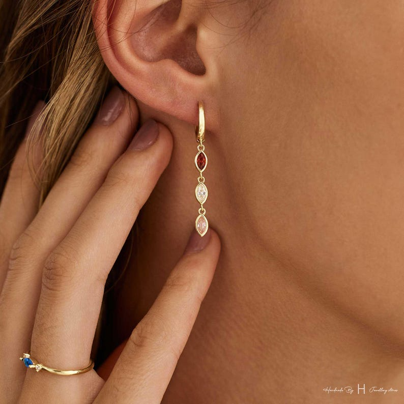 Leaf Diamond Birthstone Earrings