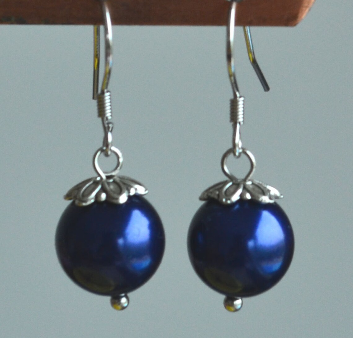 Navy Blue Dangle Earrings